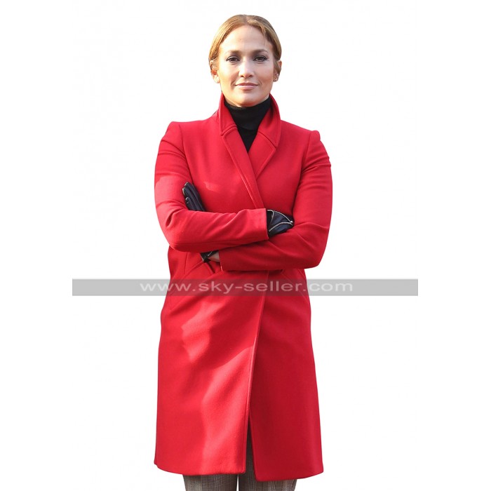 Jennifer Lopez Second Act Maya Red Duffel Wool Trench Coat