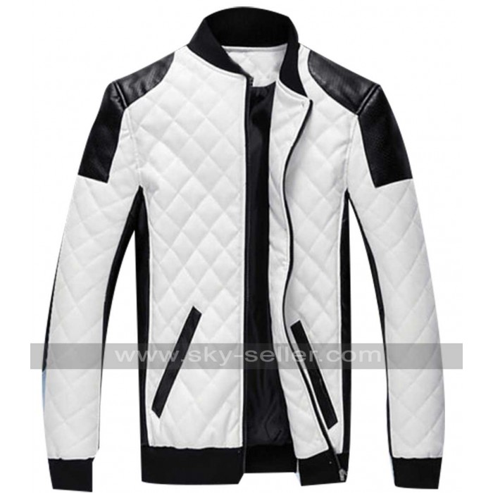 Cotton Padded Motorcycle Leather Patch Jacket