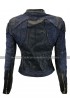 Women Slimfit Leather Asymmetrical Biker Denim Jacket