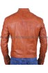 Mens Slimfit Brown Bomber Motorcycle Leather Jacket