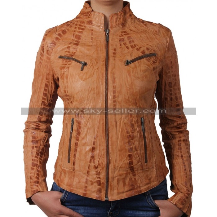Womens Sheep Real Leather Motorcycle Jacket