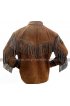 Mens Western Cowboy Fringe Coat Embroidered Beads Brown Suede Leather Blazer