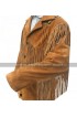 Mens Western Cowboy Coat Fringed Brown Suede Leather Jacket Blazer