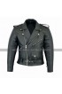 Mens Biker Fringe Style Brando Motorcycle Black Leather Jacket