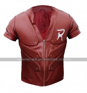 Red Robin Batman Arkham City Tim Drake Costume Red Leather Jacket