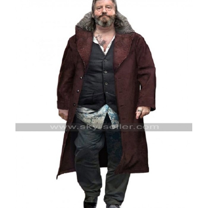 Detroit Become Human Hank Anderson Brown Fur Collar Suede Leather Coat