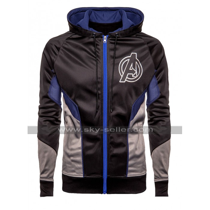 Avengers Endgame Black Hoodie Satin Costume Jacket