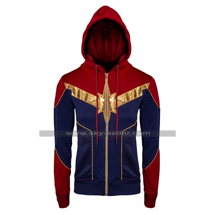 Captain Marvel Carol Danvers Costume Hoodie Cotton Bomber Jacket