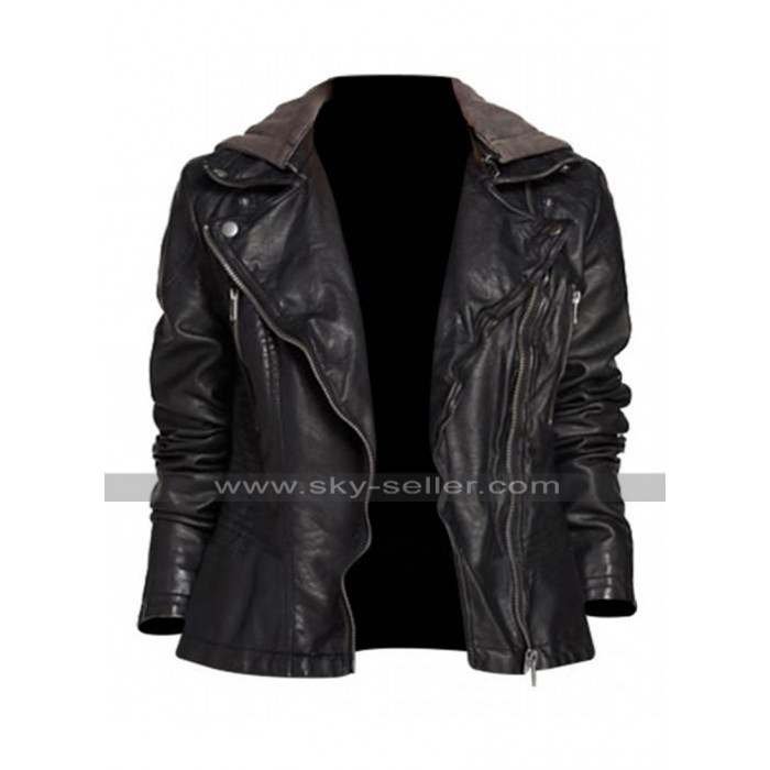 Alex Parrish Quantico Priyanka Chopra Hooded Black Leather Jacket