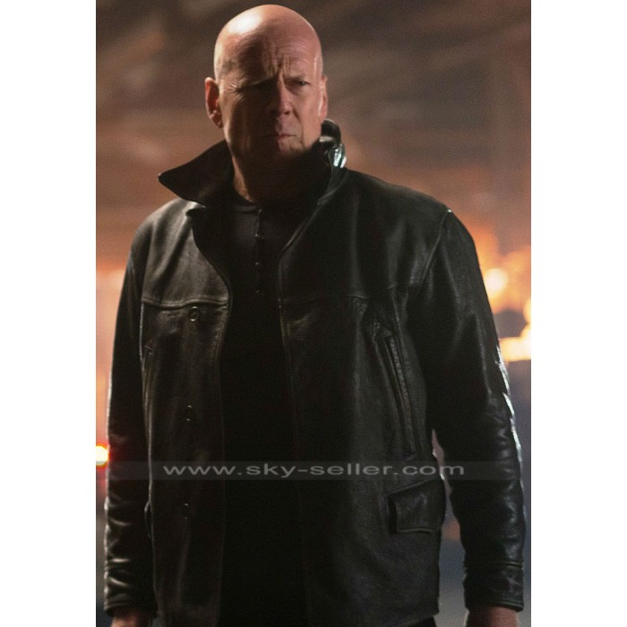 Extraction Bruce Willis (Leonard Turner) Black Leather Jacket