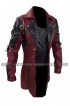 Men's Gothic Steampunk Black / Maroon Matrix Leather Coat