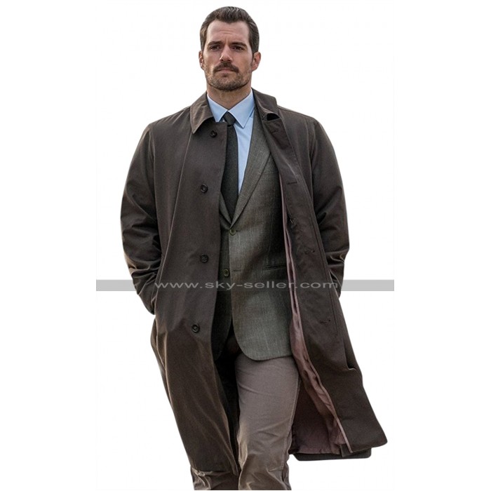 Mission Impossible 6 Fallout Henry Cavill (August Walker) Brown Cotton Trench Coat