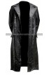 German Classic Officer Black Leather Trench Coat