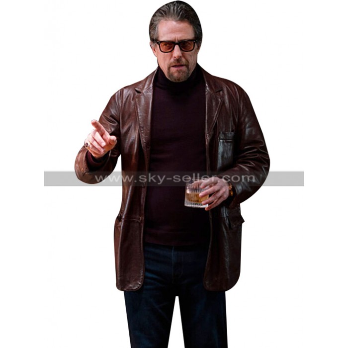 Hugh Grant The Gentlemen Fletcher Brown Leather Coat Blazer