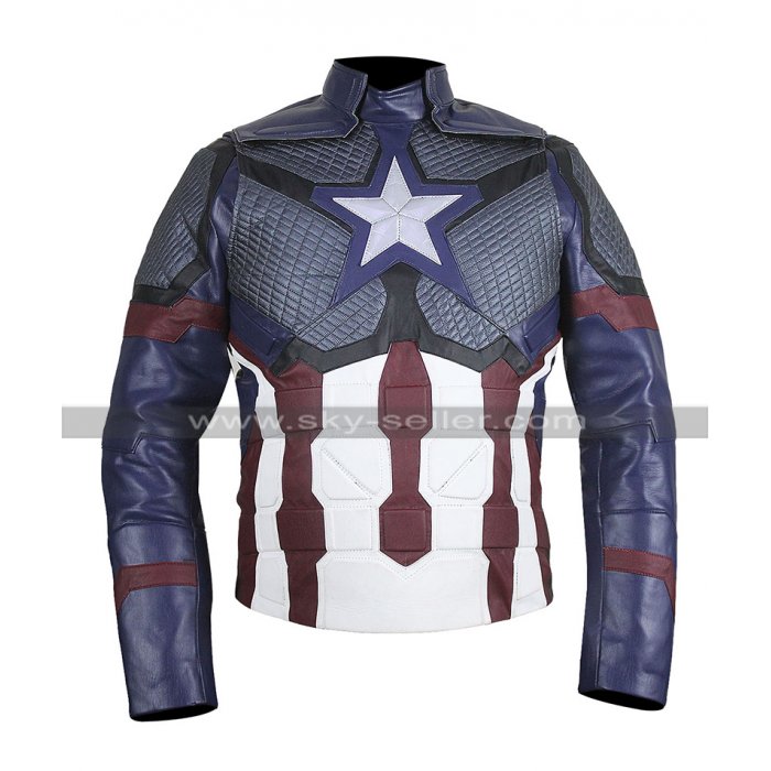 Captain America Avengers Endgame Steve Chris Evans Cosplay Costume Leather Jacket
