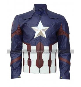 Captain America Avengers Endgame Blue Cosplay Costume Leather Jacket