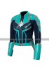 Captain Marvel Brie larson Cosplay Costume Green Leather Jacket