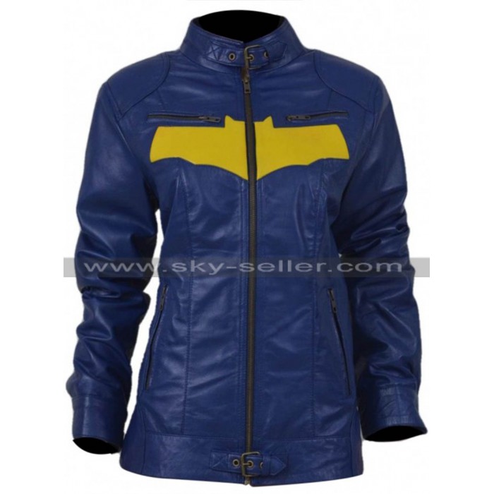 Batgirl Yellow Bat Logo Cosplay Leather Jacket