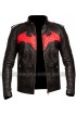 Batman Red Logo Black Leather Jacket