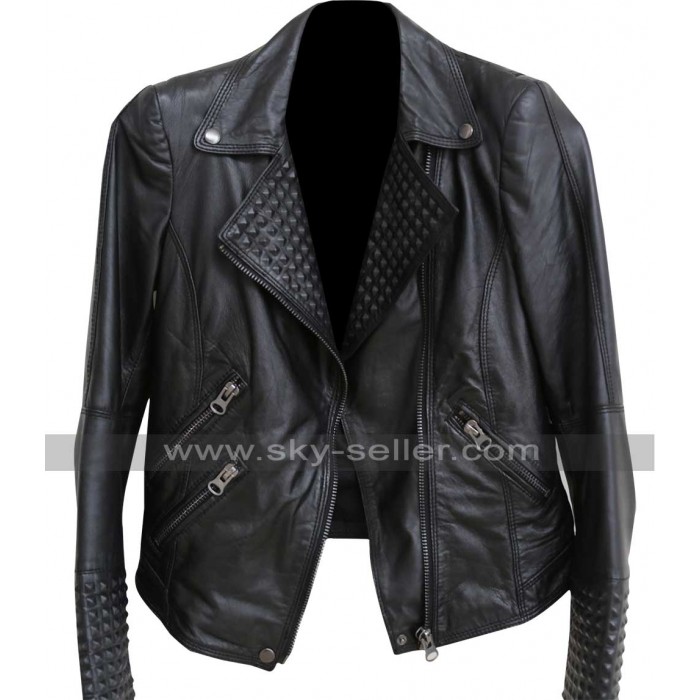 Biker Leather Spikes Black Jacket for Unisex