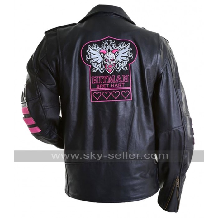 Bret Hitman Hart WWE Black Leather Jacket