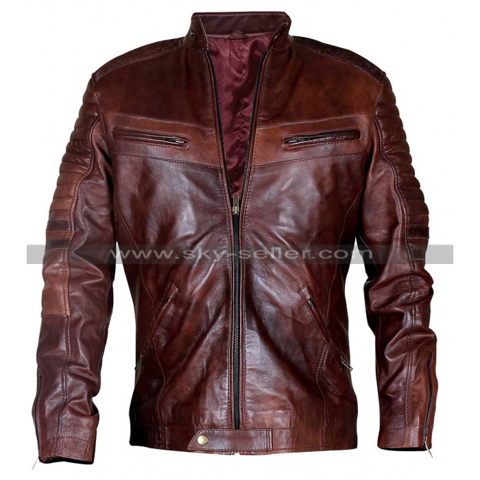 Cafe Racer Brown Biker Vintage Distressed Men's Leather Jacket