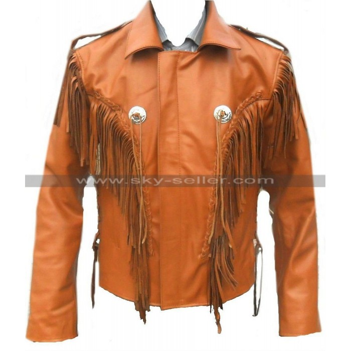 Celebrita X Fringe Brown Western Leather Jacket