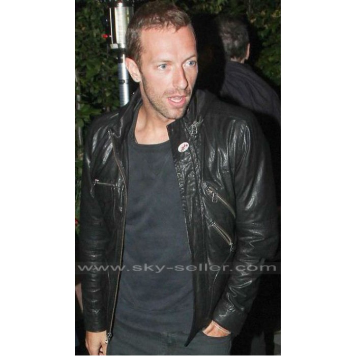 Coldplay Band Chris Martin Black Leather Jacket