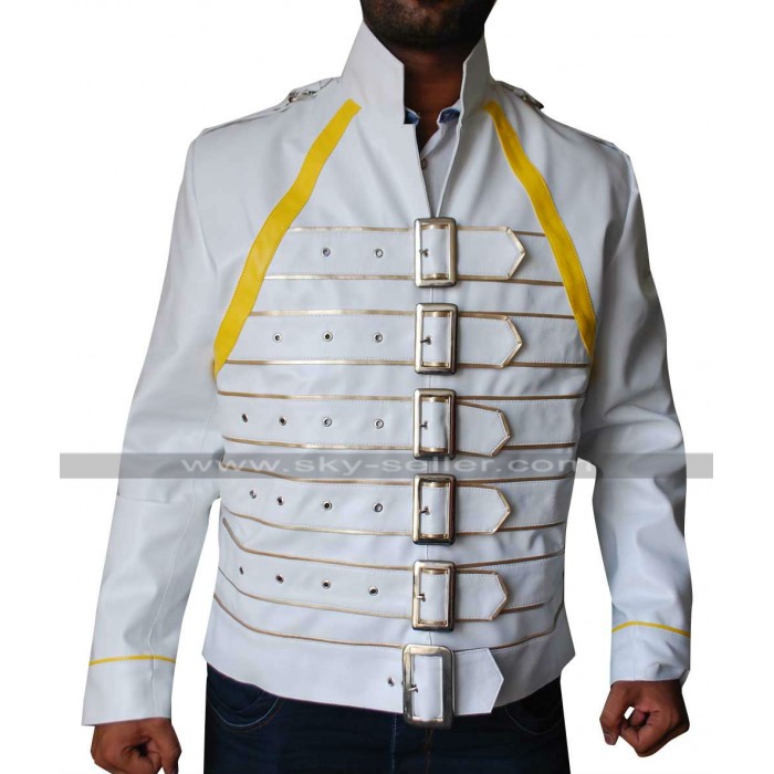 Freddie Mercury Concert White Leather Jacket