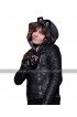 Gotham Catwoman (Selina Kyle) Quilted Shoulders Black Leather Hoodie Jacket