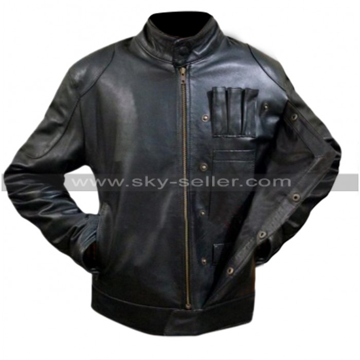 Star Wars The Force Awakens Han Solo Fighter Black Leather Jacket