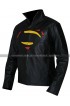 Superman Batman Multicolor Logo Black Leather Jacket