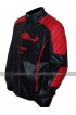 Superman Mens Black with Blue / Red Stripes Leather Jacket