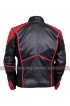 Superman Mens Black with Blue / Red Stripes Leather Jacket
