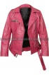 Womens Walking Dead Negan Pink Biker Leather Jacket 
