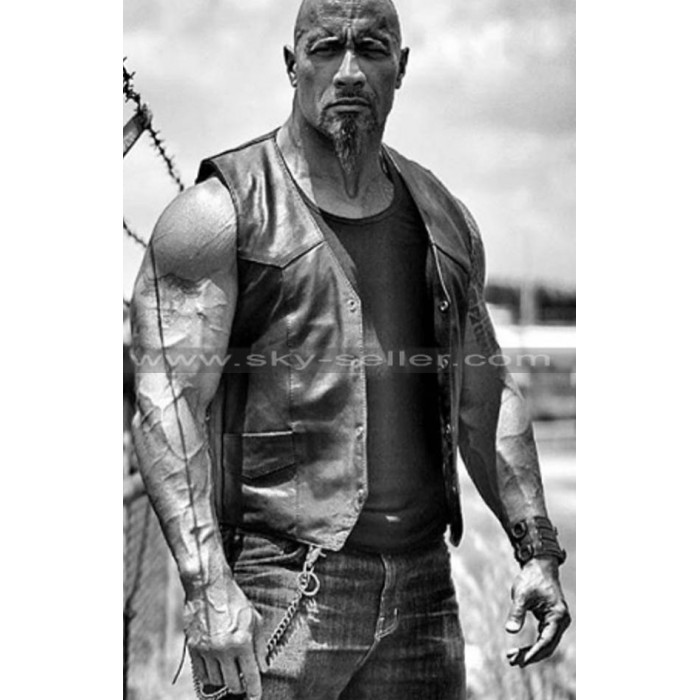 Fate of the Furious Dwayne Johnson Black Leather Vest