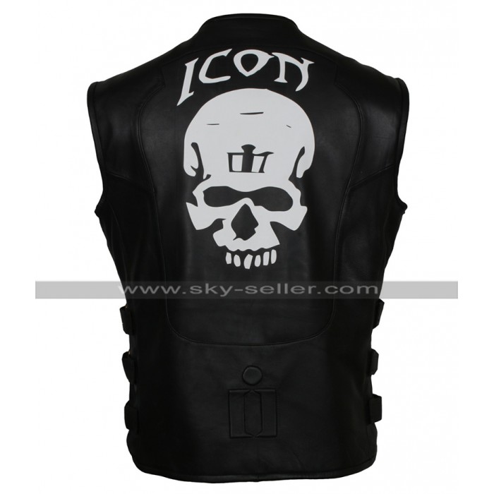 Men's Skull Regulator Icon Biker Black Leather Vest