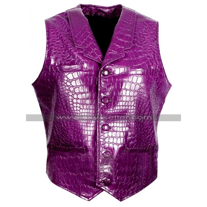 Jared Leto Suicide Squad Joker Costume Crocodile Purple Leather Vest