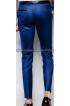 Slim Fit Blue Notch Lapel Suit with Jacquard and Stretch