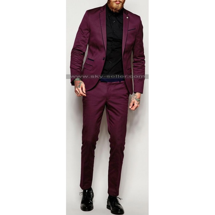 Super Skinny Fit with Stretch Contrast Piping Suit
