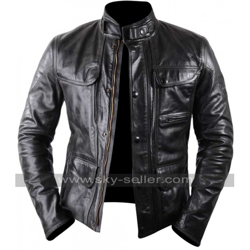 Terminator Genisys Arnold Schwarzenegger Black Leather Jacket