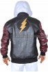 Justice League Flash Logo Hoodie Bomber Leather Jacket