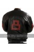 Black 8 Ball Mens Bomber Leather Jacket