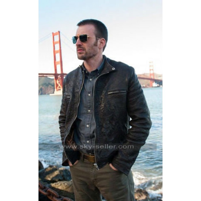 Playing it Cool Chris Evans Black Leather Jacket