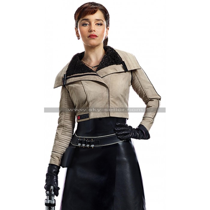 Solo A Star Wars Story Qira (Emilia Clarke) Fur Shearling Leather Jacket