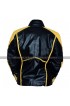 Superman Mens Yellow Stripes Black Leather Jacket