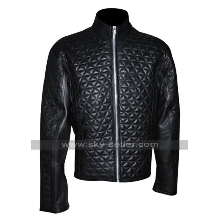 True Blood Eric Northman Black Quilted Leather Jacket