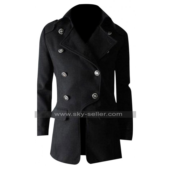 Military Style Men Slim Fit Winter Double Breasted Coat