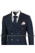 Vintage Checkered Style Blue Double Breasted 3 Piece 1920s Mens Suit