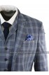 Mens Vintage Light Blue Checkered Style Notch Lapel 3 Piece 1920s Suit